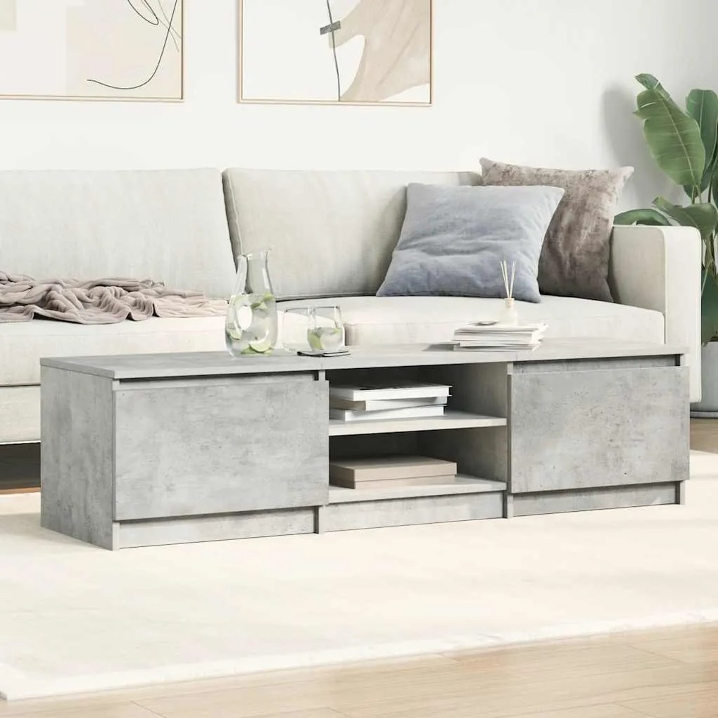 vidaXL Έπιπλο Τηλεόρασης Γκρι Σκυροδέματος 140x40x35,5 εκ. Επεξ. Ξύλο