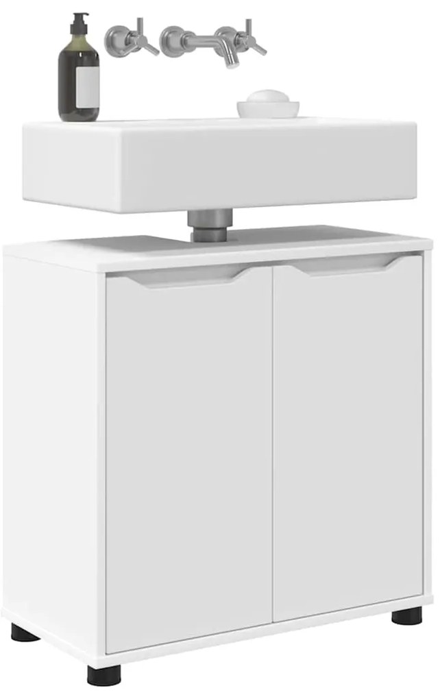 vidaXL Ντουλάπα νιπτήρα μπάνιου με ράφι με πόρτα Λευκό 60 x 30 x 60 cm