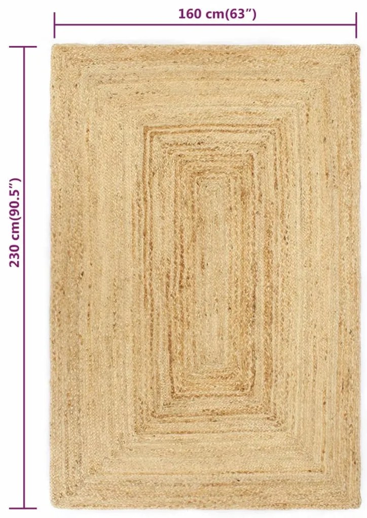vidaXL Χαλί Χειροποίητο Φυσικό Χρώμα 160 x 230 εκ. από Γιούτα