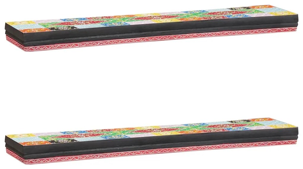 vidaXL Ράφια τοίχου 2 pcs Πολύχρωμο 100 x 20 x 6 cm Μασίφ ξύλο μάνγκο