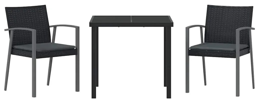 vidaXL Σέτ φαγητού για κήπο 3 pcs Μαύρο και Γκρι Ράτα PE