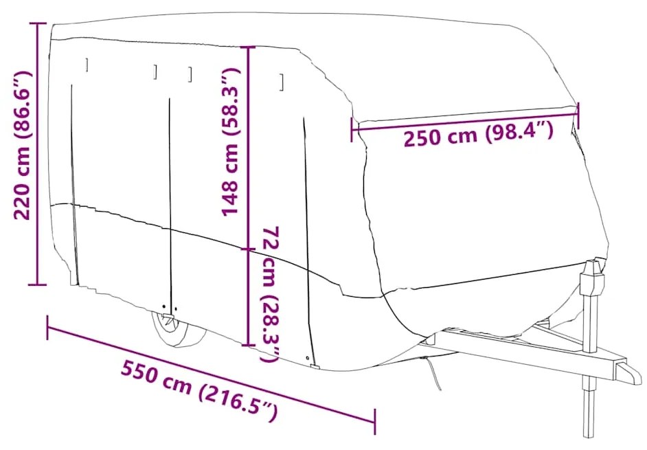 ΚΑΛΥΜΜΑ ΤΡΟΧΟΣΠΙΤΟΥ ΓΚΡΙ 550X250X220 CM ΜΗ ΥΦΑΣΜΕΝΟ ΥΦΑΣΜΑ 4015866