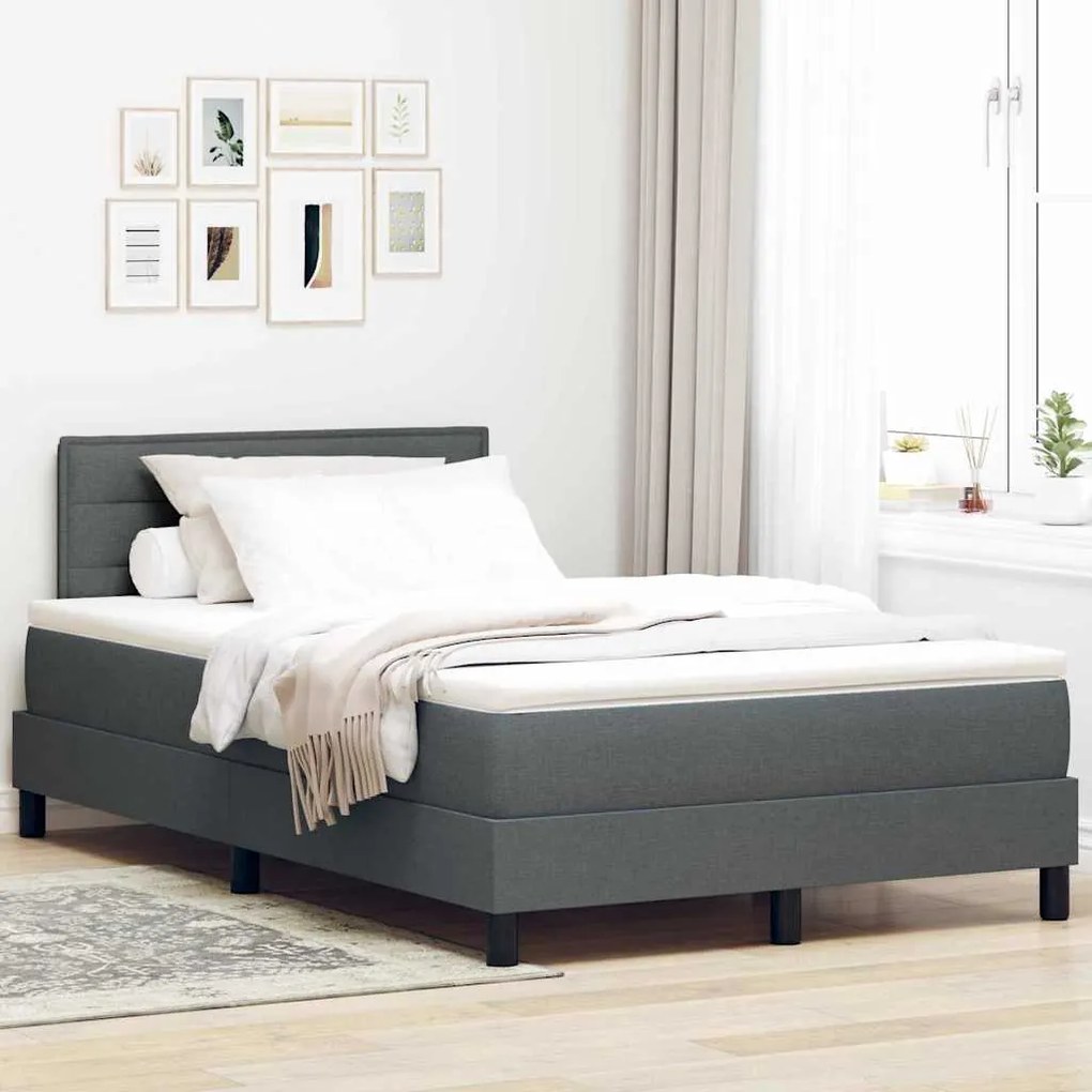 vidaXL Κρεβάτι box spring με στρώμα Σκούρο γκρι 120 x 190 cm ύφασμα