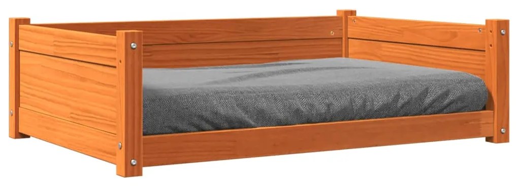 vidaXL Κρεβάτι Σκύλου Καφέ Κεριού 95,5x65,5x28 εκ. Μασίφ Ξύλο Πεύκου