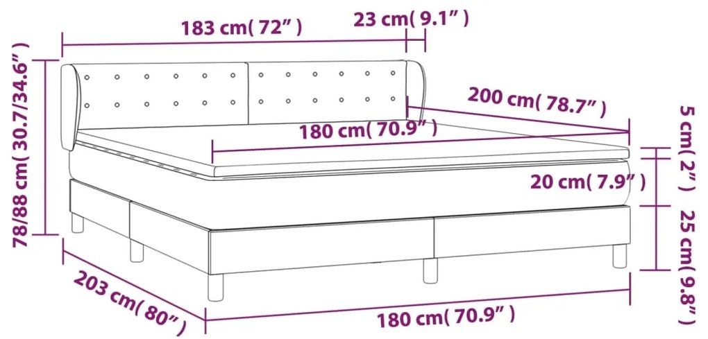 vidaXL Κρεβάτι Boxspring με Στρώμα Καπουτσίνο 180x200 εκ. Συνθ. Δέρμα