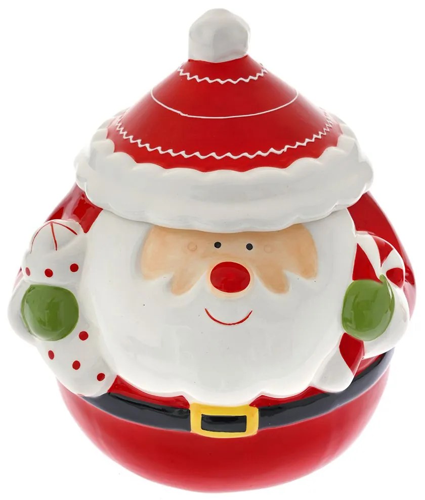 Χριστουγεννιάτικη Μπισκοτιέρα Άγιος Βασίλης Κεραμική Κόκκινη iliadis 19x18x22εκ. 81837
