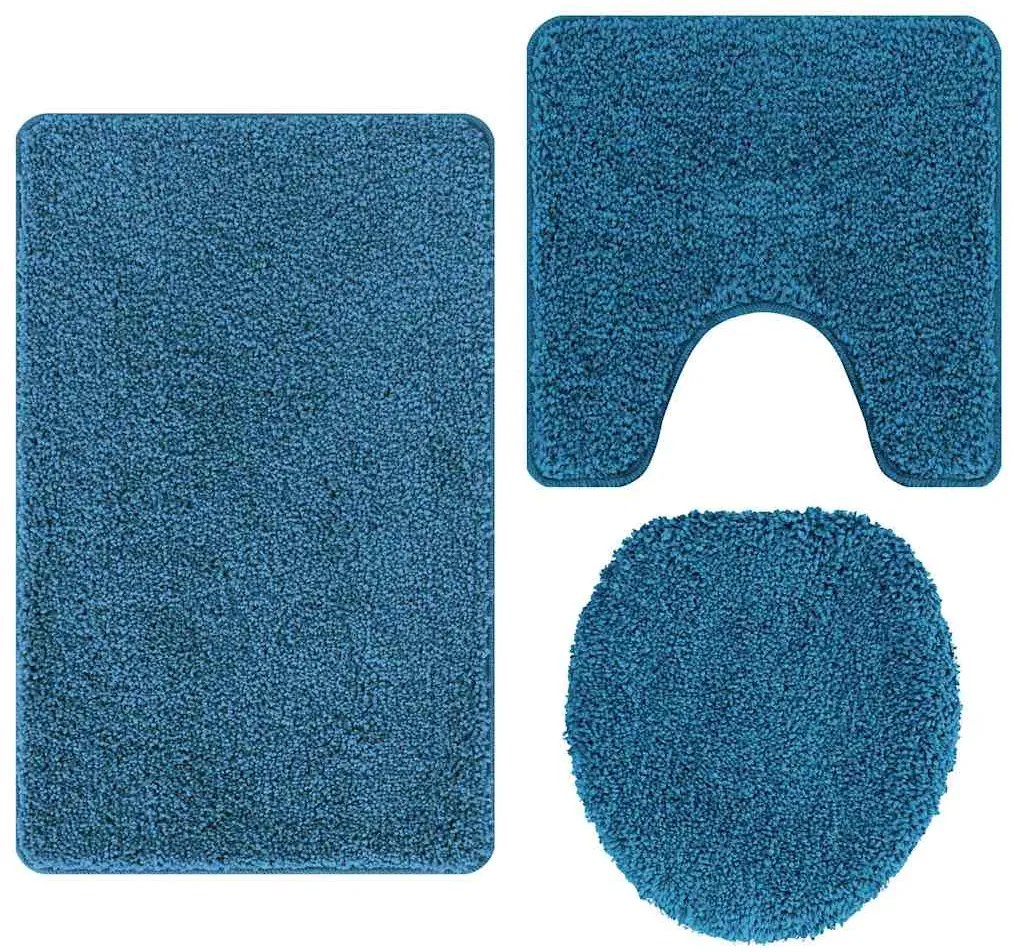 vidaXL Σετ Μάτ Μπάνιου Αντιολισθητικό 3 pcs Μπλε 50 x 50 cm PP