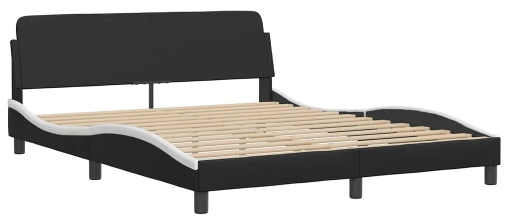 vidaXL Πλαίσιο Κρεβατιού Dover Μαύρο/Λευκό 160x200εκ Συνθ. Δέρμα