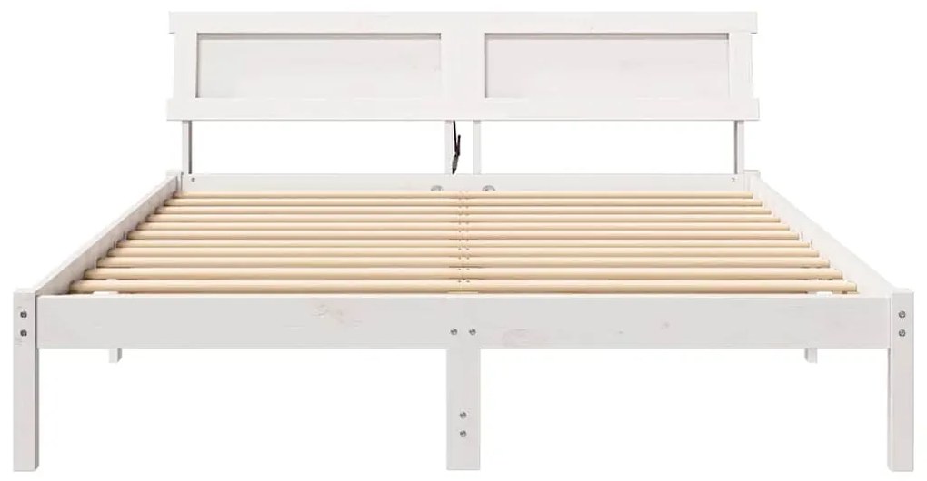 vidaXL Σκελετός Κρεβατιού Λευκό 160 x 200 cm Μασίφ ξύλο πεύκου