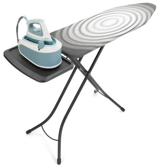Τραπέζι σιδερώματος Brabantia C 1003375, 124x45 cm, 7 θέσεις ρύθμισης, υποδοχή γεννήτριας ατμού, Σκούρο γκρι/λευκό