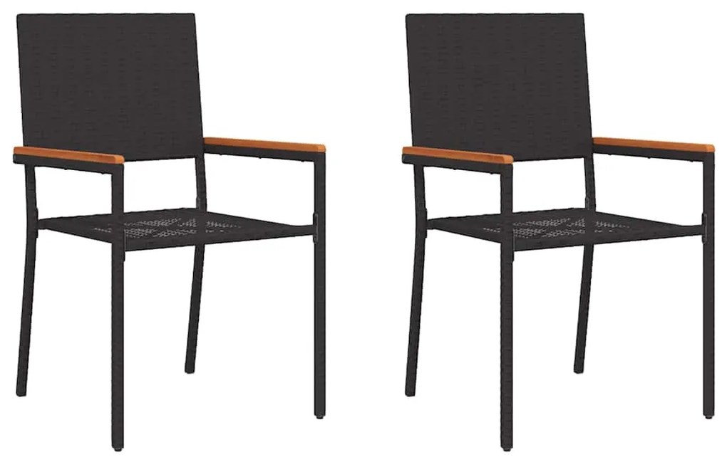 vidaXL Καρέκλες κήπου που σωριάζονται 2 pcs Μαύρο, Καφέ