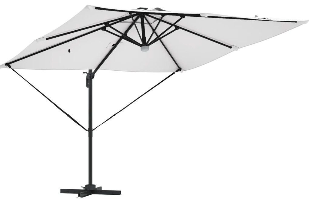 vidaXL Ομπρέλα Roma με LEDs Σαμπανί 286x285x270 εκ. Αλουμίνιο