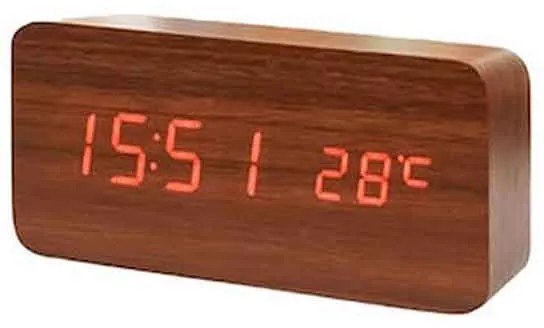 Ξύλινο Ψηφιακό Ρολόι LED με Θερμόμετρο VST-862 – LED Wooden Clock with Temperature Display-181934-181934