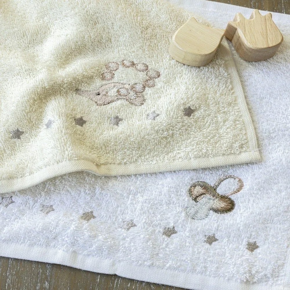 Πετσέτες Βρεφικές Welcome Baby (Σετ 2τμχ) White-Ecru Nima Towels Set 30x30cm 100% Βαμβάκι