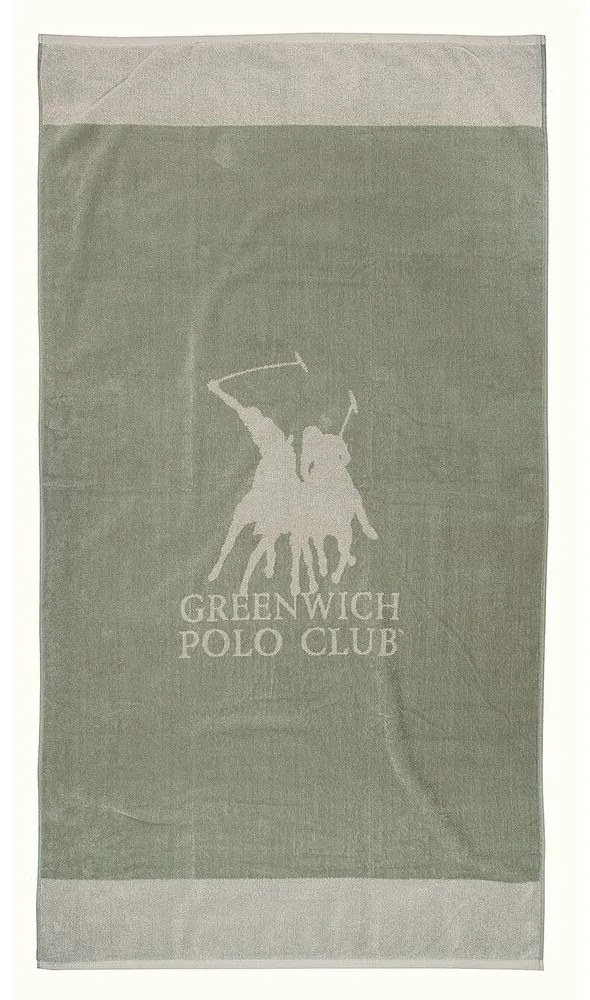 Πετσέτα Θαλάσσης 3888 Grey-Ecru Greenwich Polo Club Beach 90x170cm 100% Βαμβάκι