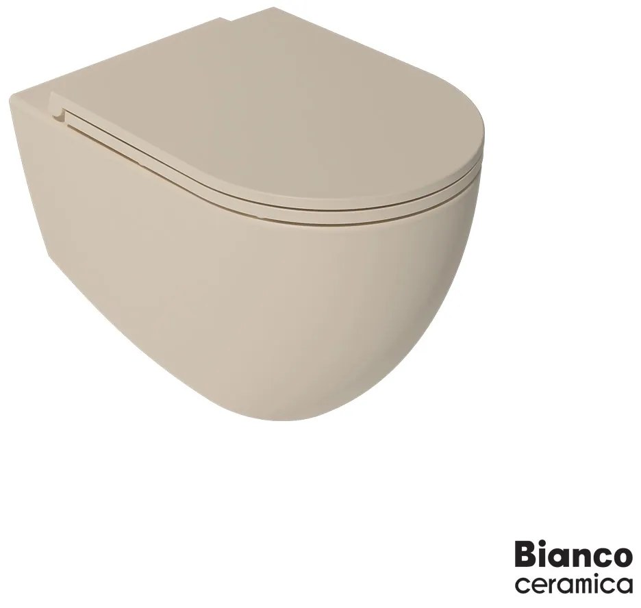 Λεκάνη Κρεμαστή LENTA/53 Rimless με κάλυμμα Soft Close MS38C, Bianco Ceramica Ivory Matt 381600C-311