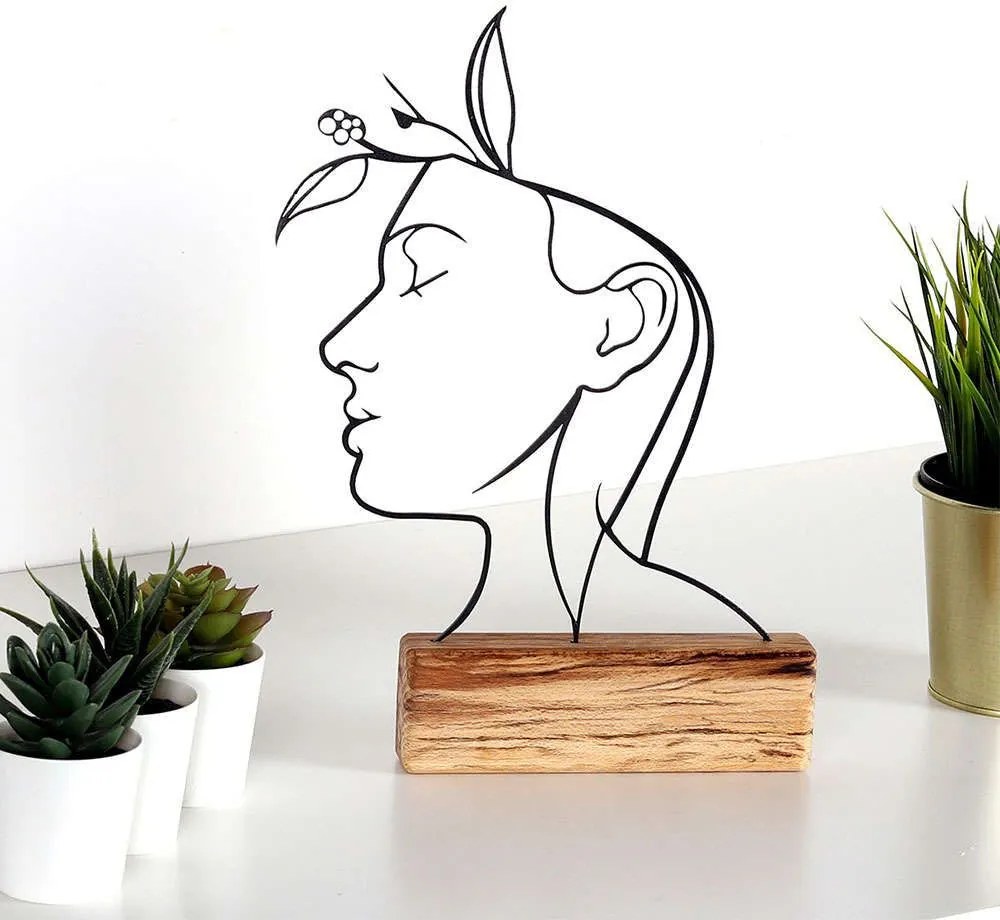 Διακοσμητικό Επιτραπέζιο Woman 533BSG1149 17x3,5x32cm Natural-Black Aberto Design Metal,Wood