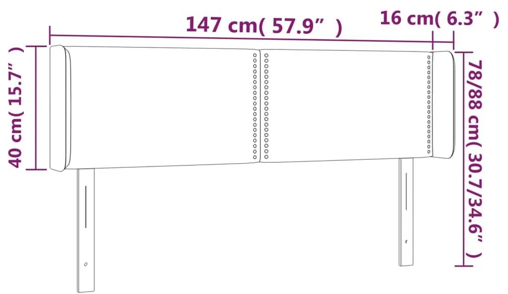 Κεφαλάρι με Πτερύγια Ροζ 147x16x78/88 εκ. Βελούδινο - Ροζ