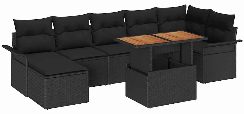 vidaXL Σετ Καναπέ Κήπου με μαξιλάρι 8 pcs Μαύρο