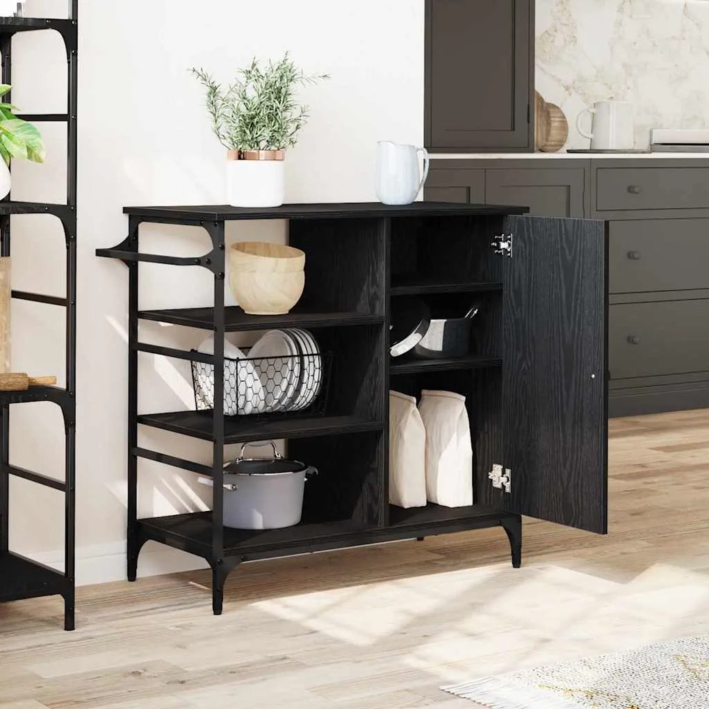 vidaXL Καρότσι Κουζίνας Μαύρη δρυς 87.5 x 38.5 x 84.5 εκ
