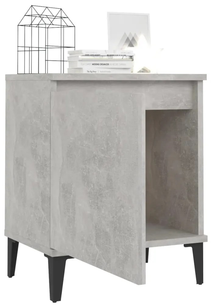 vidaXL Κομοδίνα Γκρι Σκυροδέματος 40 x 30 x 50 εκ. με Μεταλλικά Πόδια