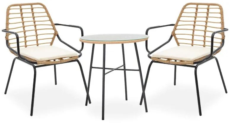 Σετ κήπου Τραπεζαρίας Gaus-Naoki C369 σετ 3τεμ μέταλλο μαύρο pe φυσικό