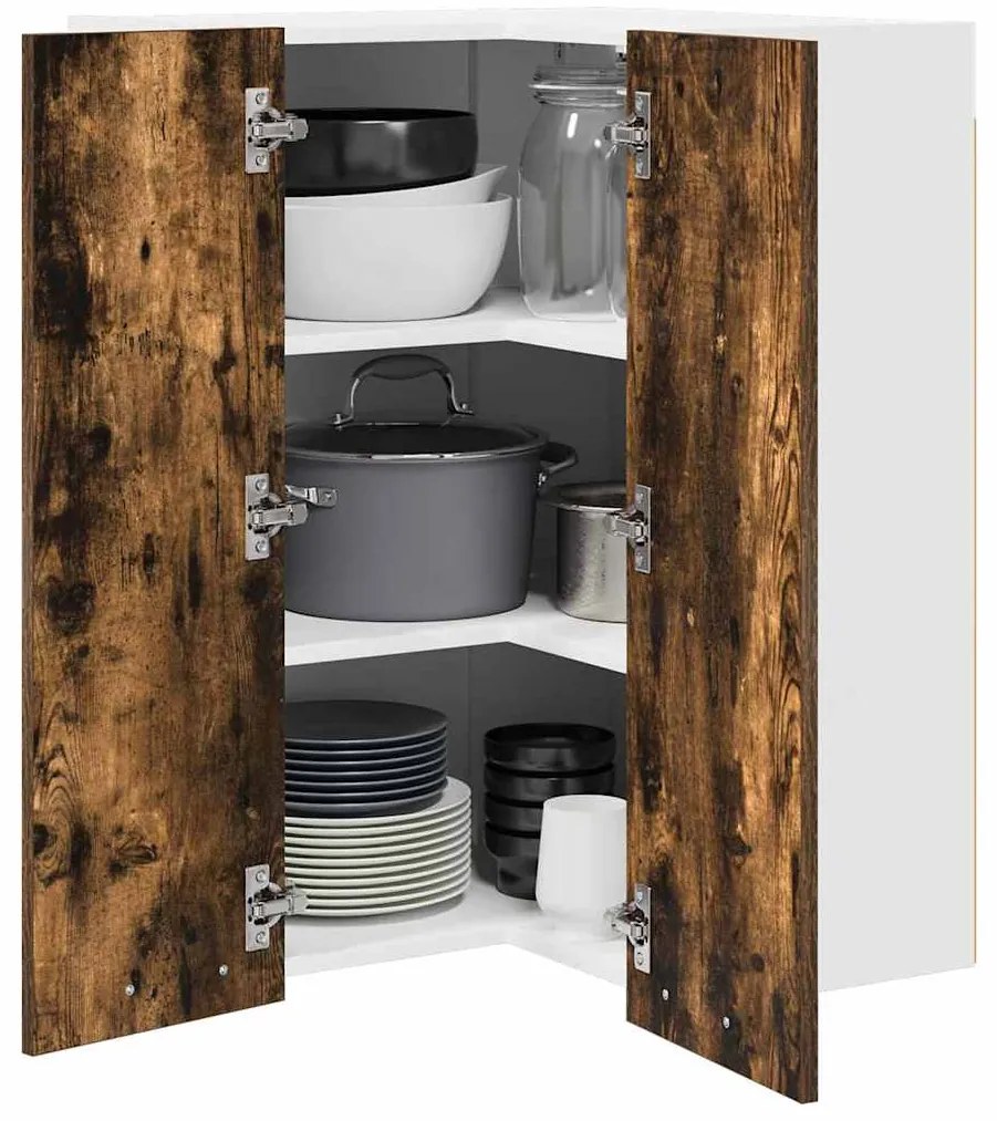 vidaXL Κρεμαστό ντουλάπι Καπνιστός Δρυς και Λευκό 57 x 57 x 80 εκ.