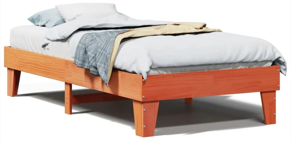 vidaXL Σκελετός Κρεβ. Χωρίς Στρώμα Καφέ Κεριού 75x190 εκ Μασίφ Πεύκο