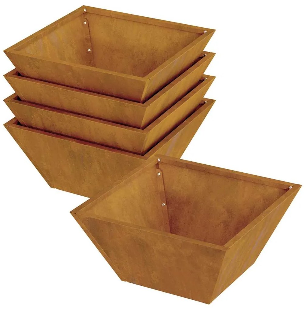 vidaXL Γλάστρα Κήπου 5 pcs Σκ rusty 35 x 35 x 15 εκ.