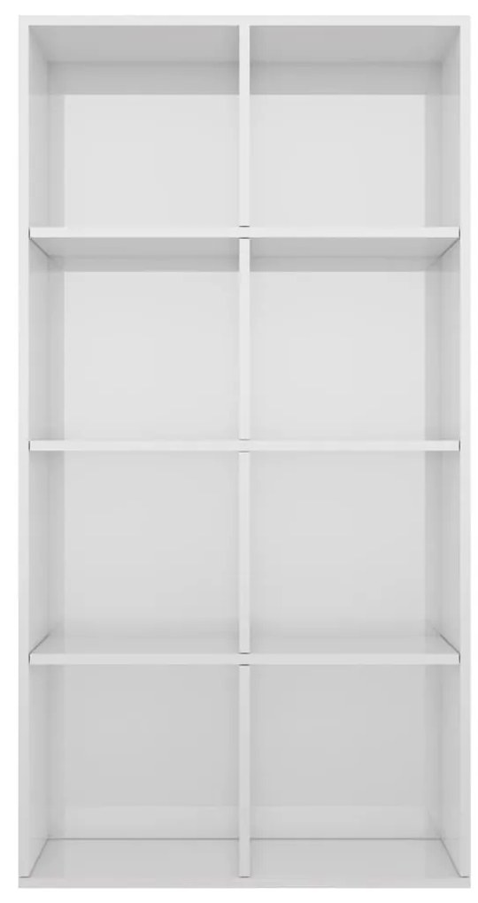 Ραφιέρα/Βιβλιοθήκη Γυαλιστερό Λευκό 66x30x130 εκ. Επεξ. Ξύλο - Λευκό