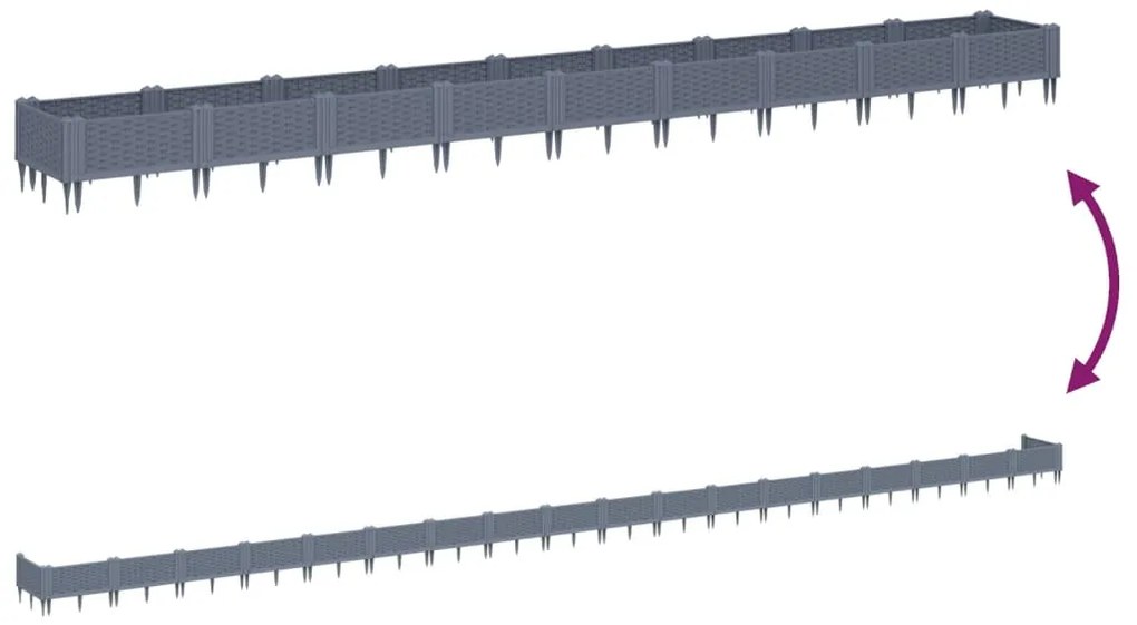vidaXL Ζαρντινιέρα με Πασσάλους Μπλε Γκρι 362,5x42,5x28,5εκ. Πολυπροπυλένιο