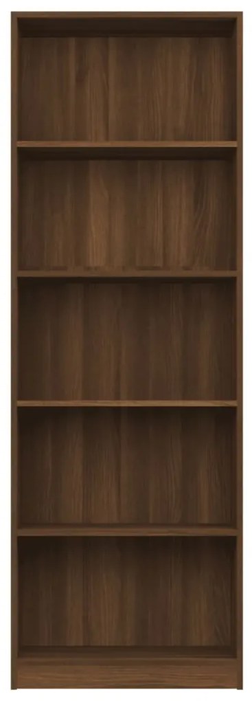 vidaXL Βιβλιοθήκη με 5 Ράφια Καφέ Δρυς 60x24x175 εκ. Επεξεργ. Ξύλο