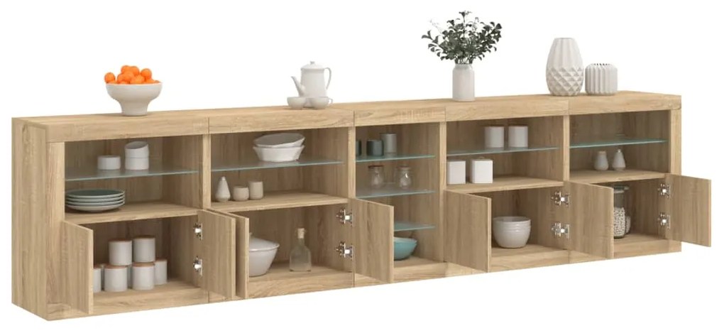 vidaXL Μπουφές με LED Sonoma Δρυς 283 x 37 x 67 εκ.