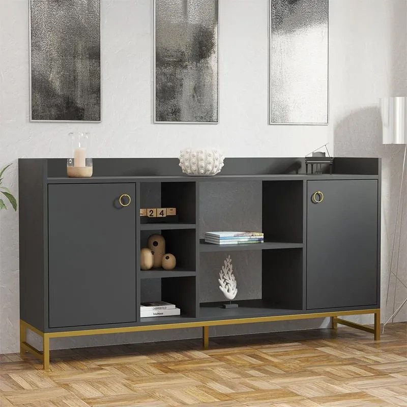 Μπουφές Delta ανθρακί - χρυσά μεταλλικά πόδια 160x40x85 εκ. 160x40x85 εκ.