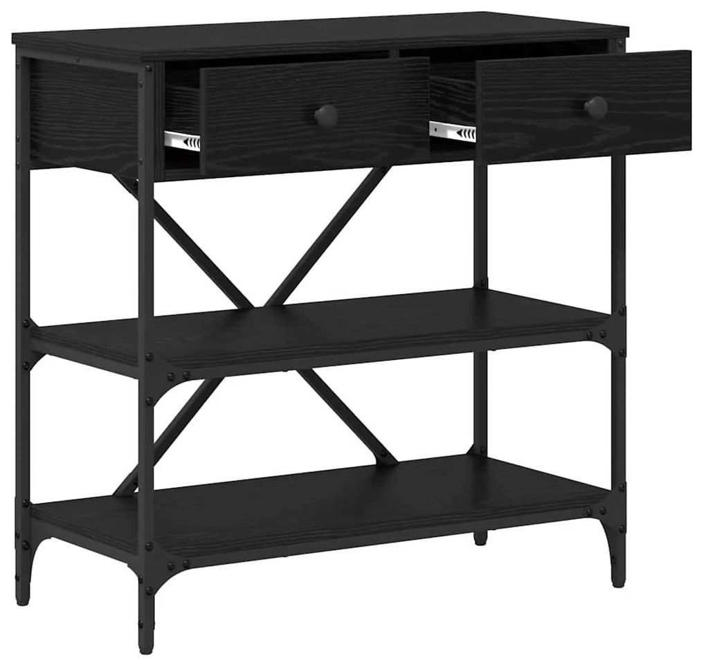vidaXL Τραπέζι κονσόλας με συρτάρι Μαύρη Οξυά 100 x 34,5 x 75 εκ. ξύλο