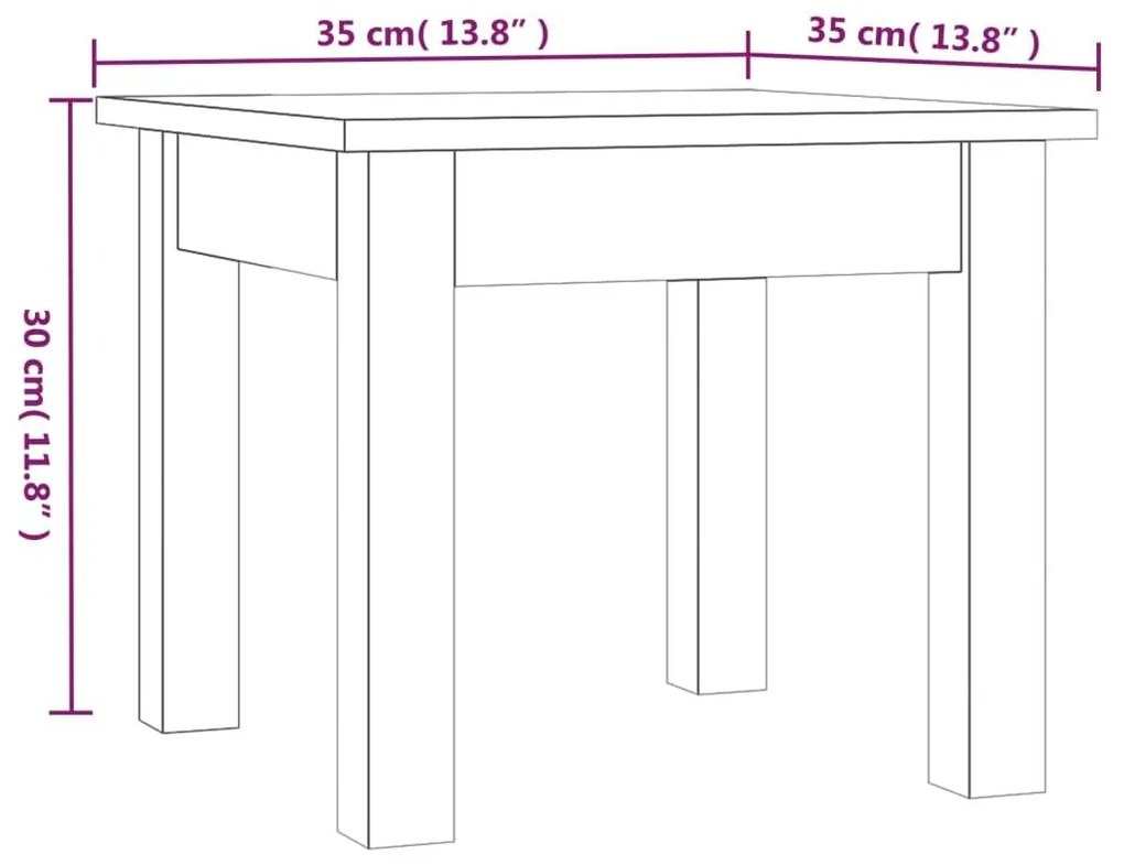 Τραπεζάκι Σαλονιού Λευκό 35 x 35 x 30 εκ. από Μασίφ Ξύλο Πεύκου - Λευκό
