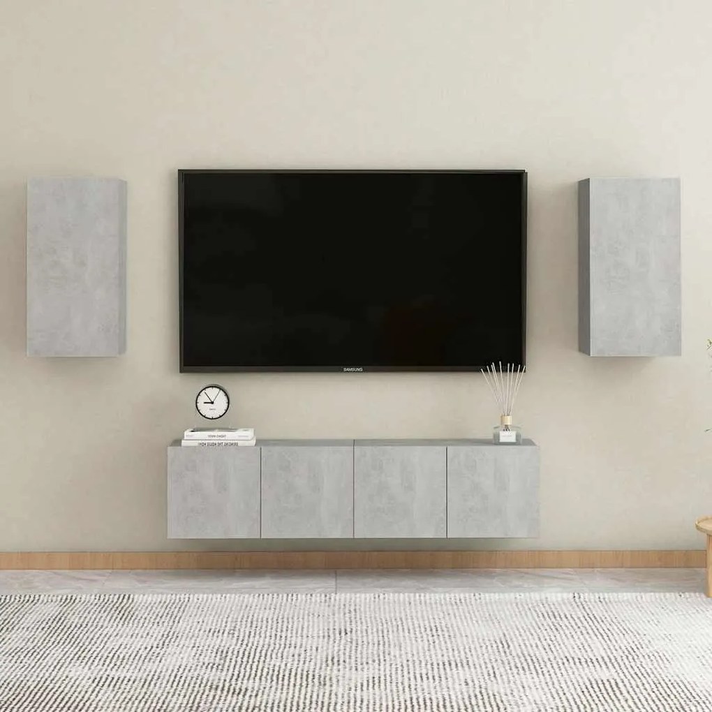 vidaXL Έπιπλο Τηλεόρασης Γκρι Σκυροδ. 30,5x30x60 εκ. από Επεξ. Ξύλο