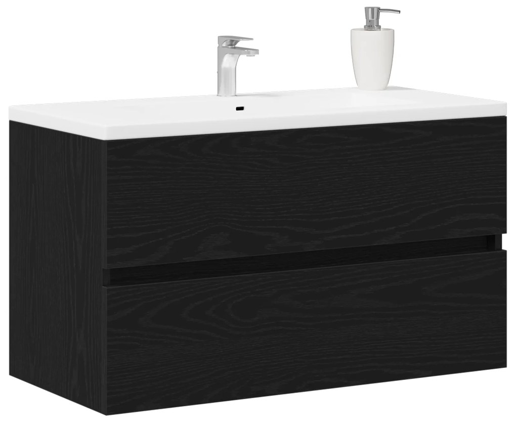 vidaXL Ντουλάπι Νεροχύτη  Μαύρος Δρύς 80x38.5x45 εκ. Επεξεργασμένο Ξύλο