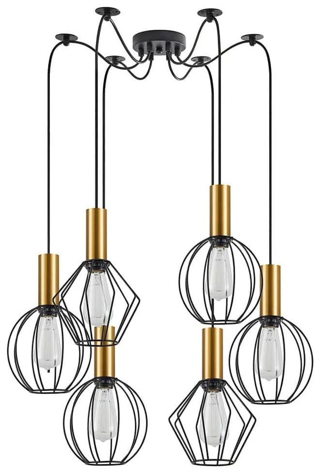 Φωτιστικό Οροφής Adept Flex 77-8938 55x55x300cm 6xE27 60W Black-Gold Homelighting