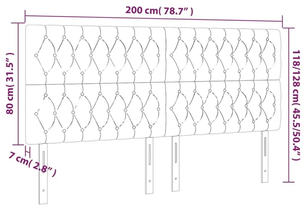 Κεφαλάρι Κρεβατιού LED Ανοιχτό Γκρι 200x7x118/128εκ. Υφασμάτινο - Γκρι