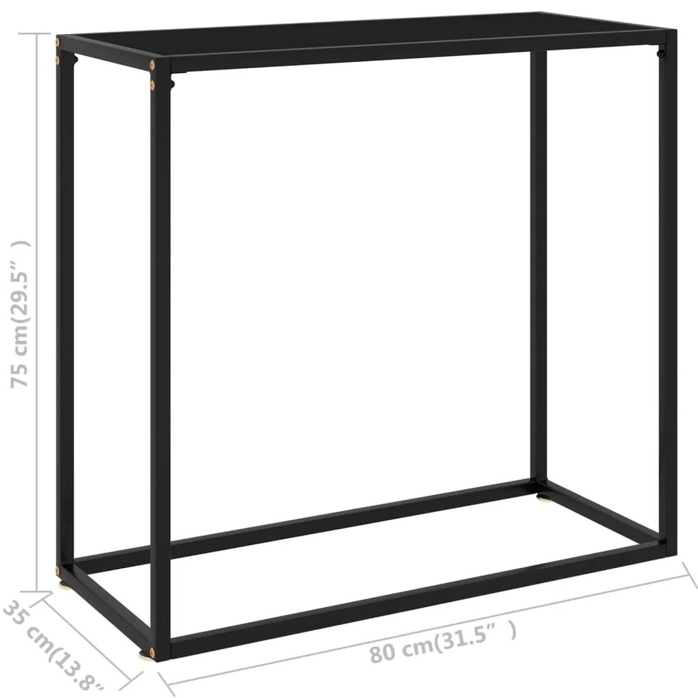 vidaXL Τραπέζι Κονσόλα Μαύρο 80 x 35 x 75 εκ. από Ψημένο Γυαλί