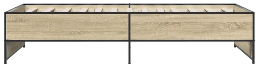 vidaXL Πλαίσιο Κρεβατιού Sonoma Δρυς 100x200 εκ. Επεξ. Ξύλο &amp; Μέταλλο