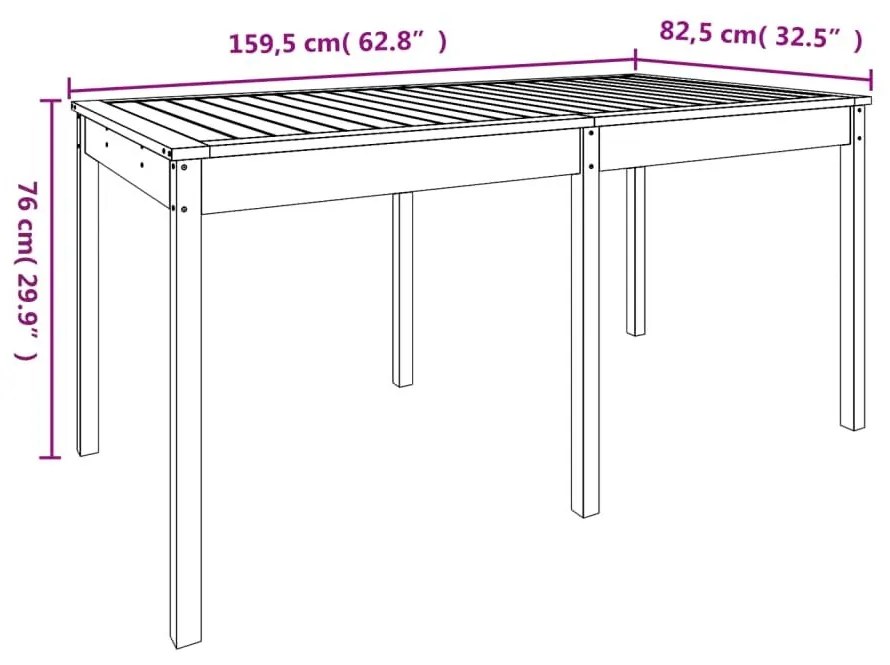 Τραπέζι Κήπου 159,5x82,5x76 εκ. από Μασίφ Ξύλο Ψευδοτσούγκας - Καφέ