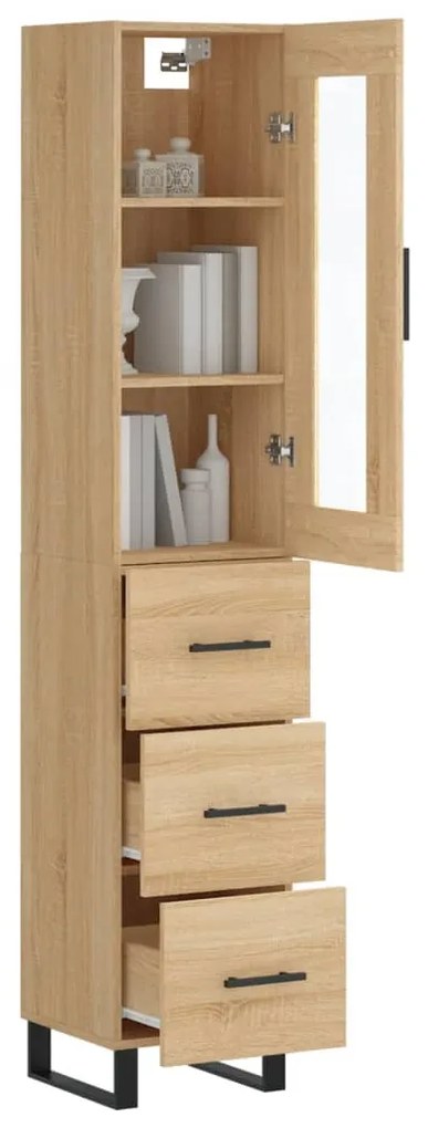 vidaXL Μπουφές Sonoma δρυς 34,5 x 34 x 180 εκ. από Επεξεργασμένο Ξύλο