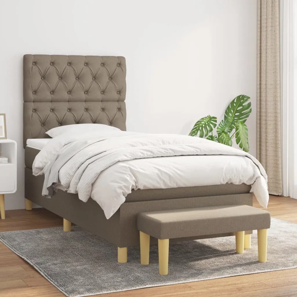 Κρεβάτι Boxspring με Στρώμα Taupe 80x200 εκ. Υφασμάτινο