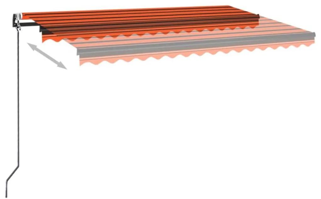 Τέντα Αυτόματη με LED/Αισθητ. Ανέμου Πορτοκαλί/Καφέ 450x350 εκ. - Πολύχρωμο