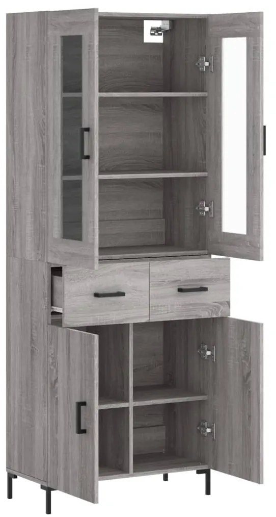 vidaXL Ντουλάπι Γκρι Sonoma 69,5 x 34 x 180 εκ. Επεξεργασμένο Ξύλο
