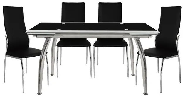 Σετ τραπεζαρίας C10012.02 5τμχ με Τραπέζι LOCA 120x80x75εκ. & Καρέκλες KIM Μαύρες