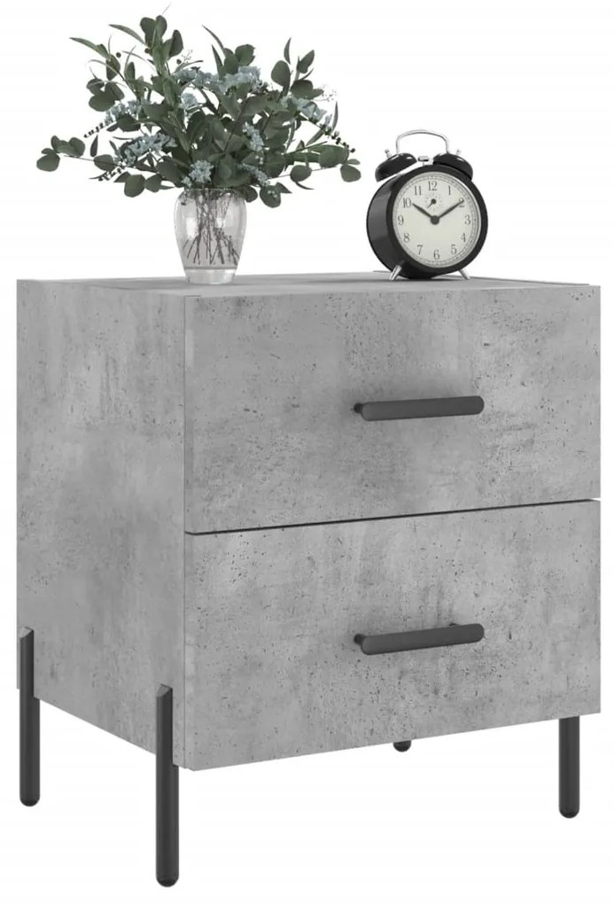 vidaXL Κομοδίνα 2 τεμ. Γκρι Σκυροδεμ. 40 x 35 x 47,5 εκ. Επεξεργ. Ξύλο
