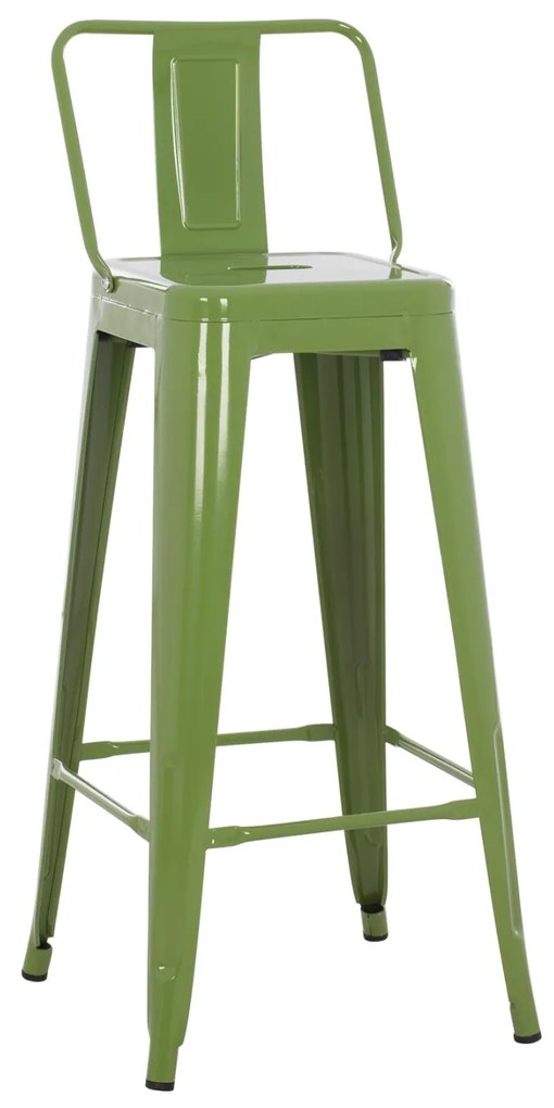 Σκαμπό μπάρ με πλάτη Melita-Pro Μεταλλικό Light Olive Green 42x42x100Υ εκ. 42x42x100 εκ.